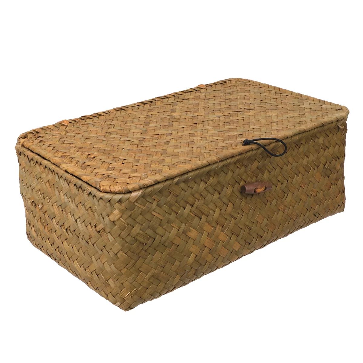 Straw Basket with Lid Rattan Woven Basket Desktop Clothes Sundries Storage Box for Bedroom Home D... | Walmart (US)