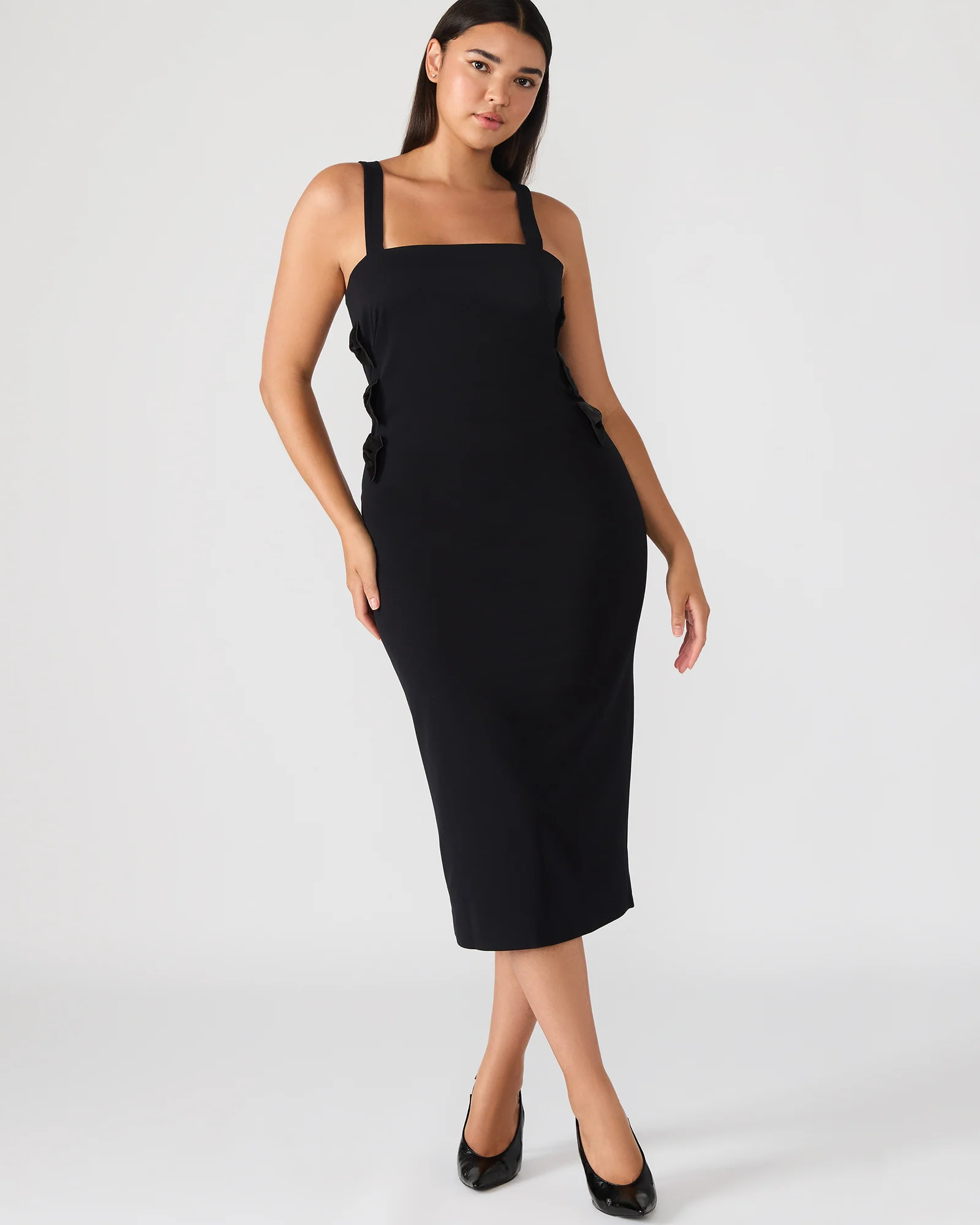RENE Black Bodycon Midi Dress | Women's Designer Dresses | Steve Madden (Canada)