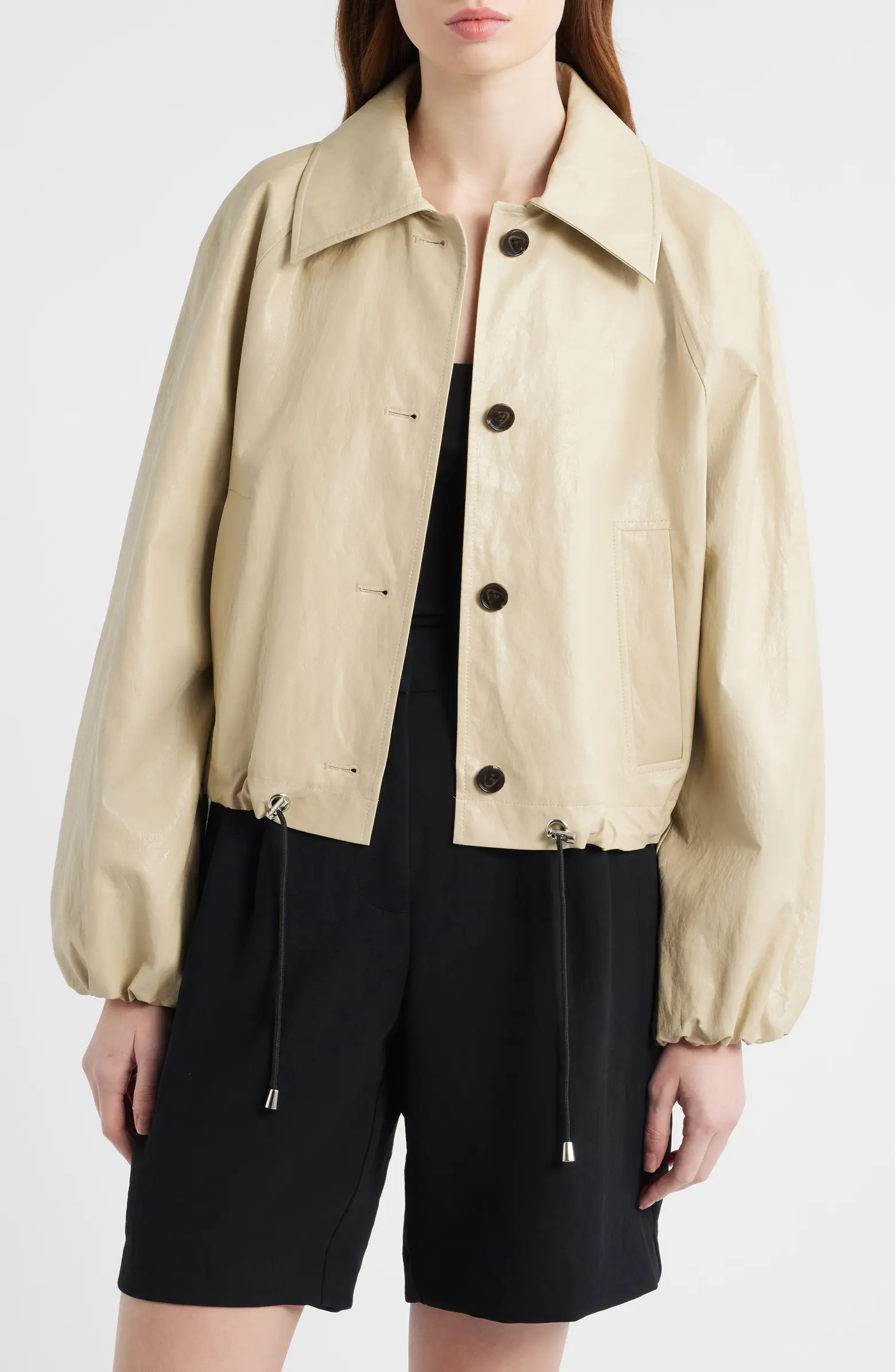 North Drawstring Hem Faux Leather Jacket | Nordstrom