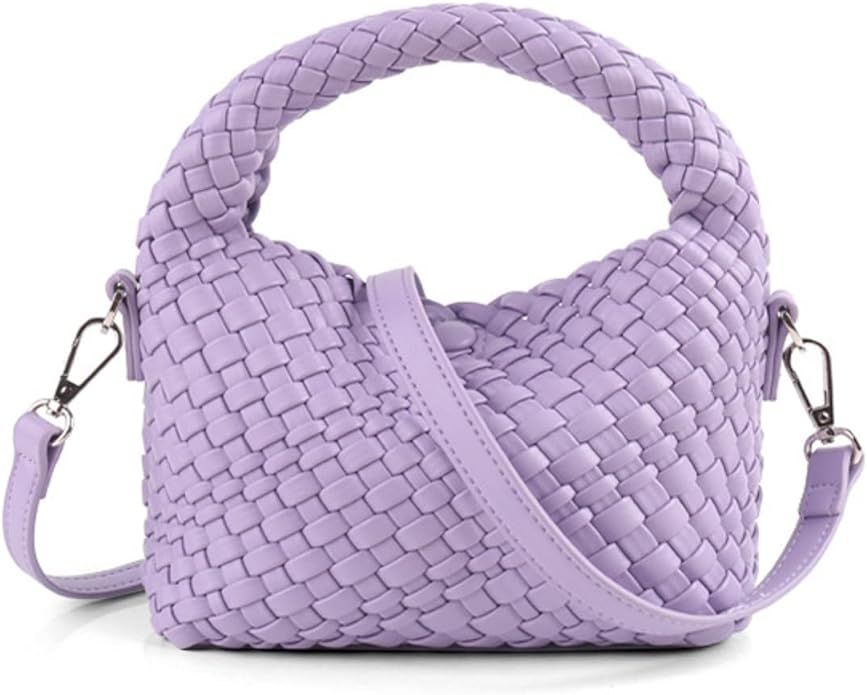 Women Woven Tote Small Crossbody Bag, Weave Quilted Purse Square Shoulder Bag Woven Handbag with ... | Amazon (US)