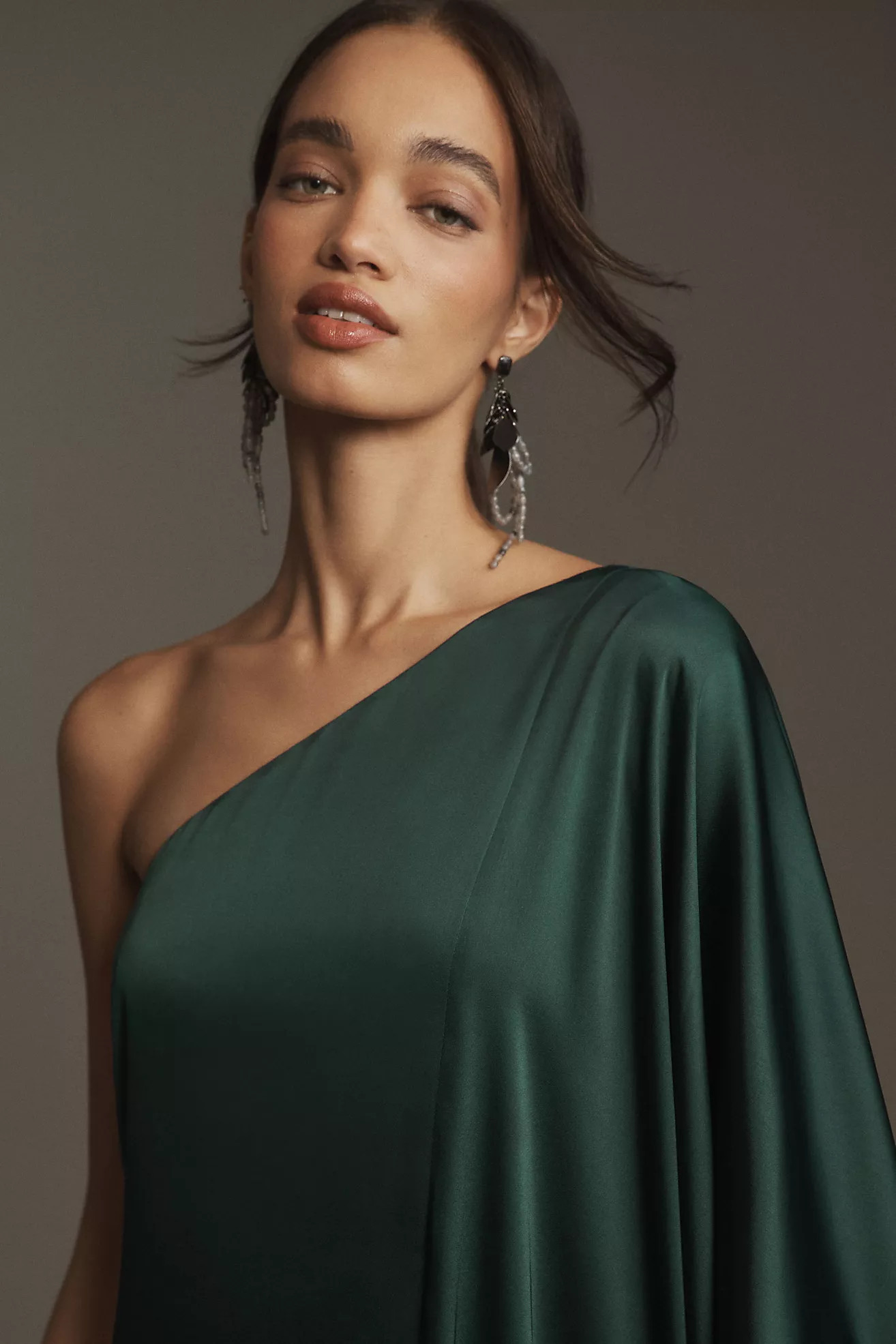 BHLDN Tiana One-Shoulder Satin Kaftan Maxi Dress | Anthropologie (US)
