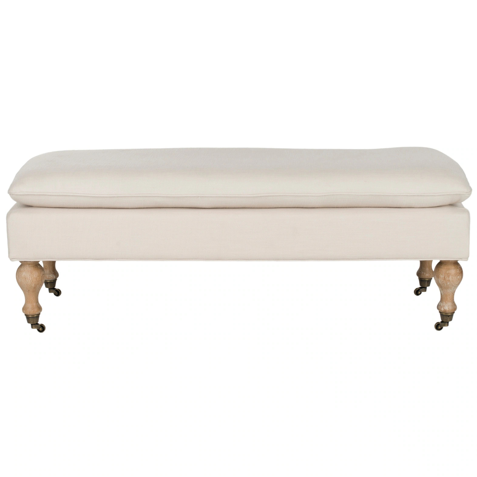SAFAVIEH Hampton Cream Pillowtop Oakwood Bench - 51.8" x 20.7" x 19.1 | Bed Bath & Beyond