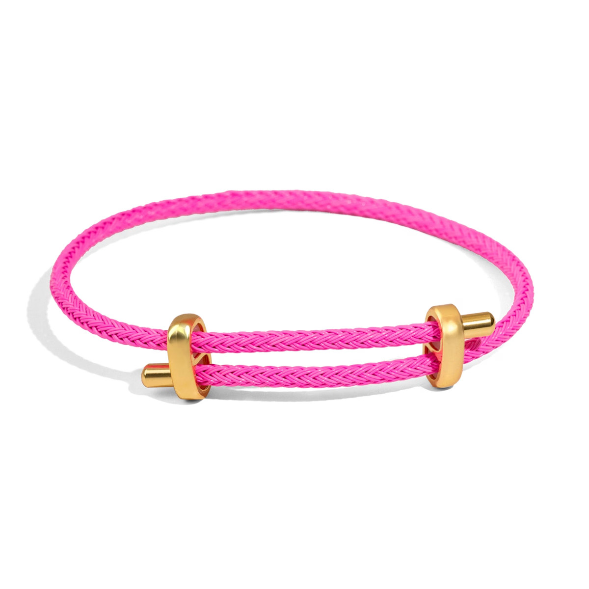 Neon Pink Glow Adjustable Gold Rope Bracelet - Pink | Wolf & Badger