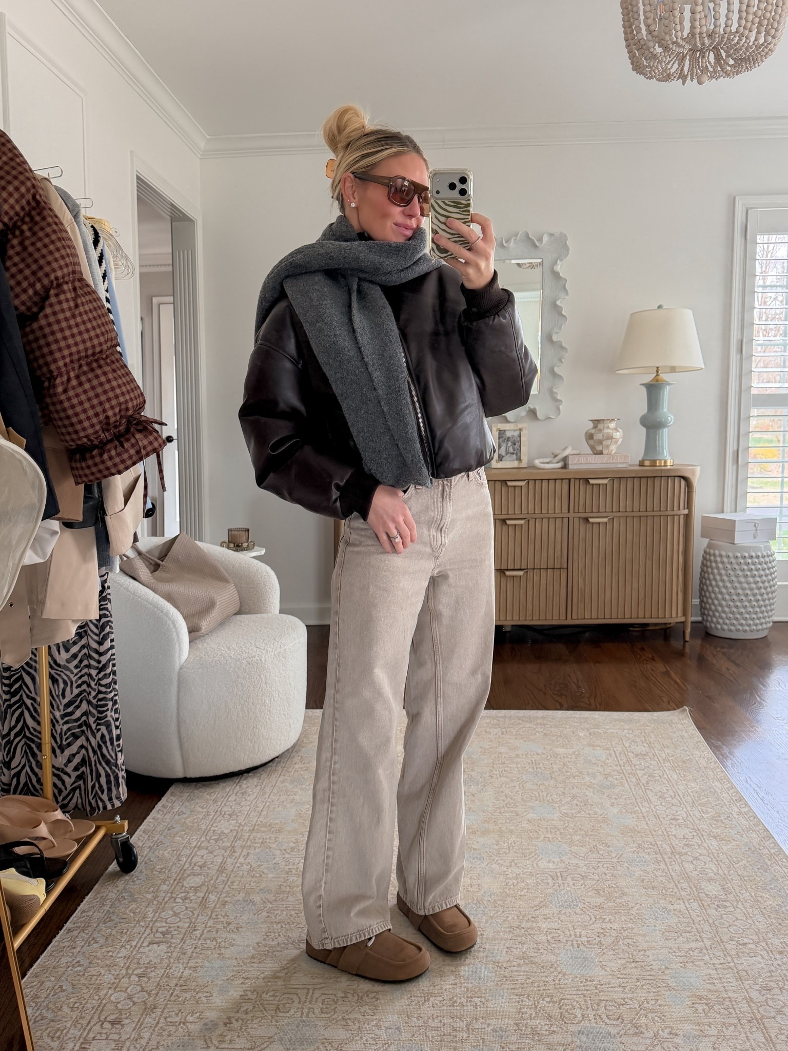 Outfit of the day in neutral tones-- bomber jacket is @Revolve 

#LTKdayinmylife #LTKSeasonal #LTKootd