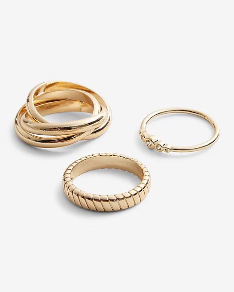 3 Piece Intertwined Mixed Ring Set | Express