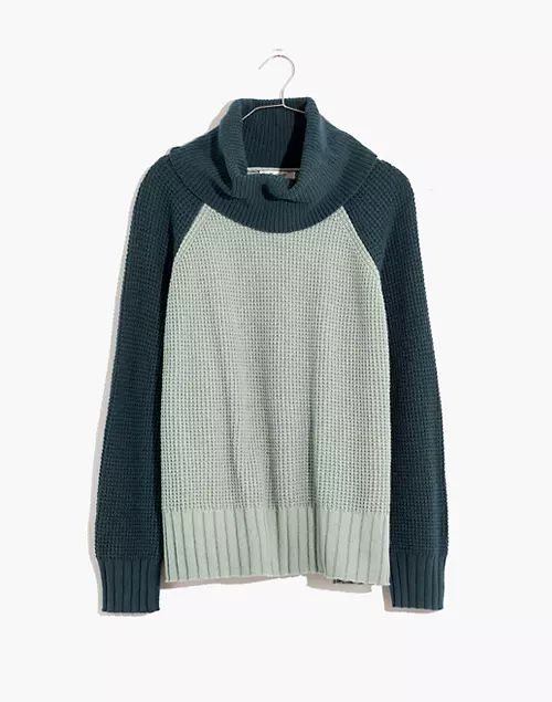 Colorblock Eastbrook Turtleneck Cross-Back Sweater in Cotton-Merino Yarn | Madewell