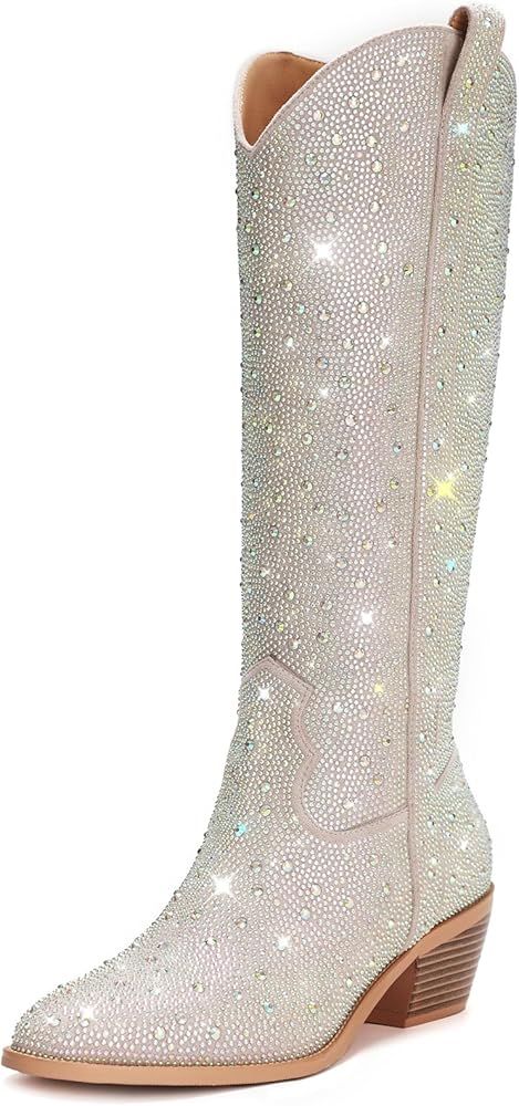 Dixhills Rhinestone Cowboy Boots for Women - Sparkly Cowgirl Boots for Ladies, Western Short Blin... | Amazon (US)