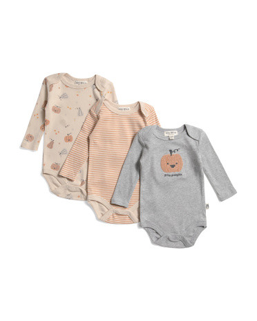 Newborn Boys 3pk Pumpkin Long Sleeve Bodysuits | TJ Maxx