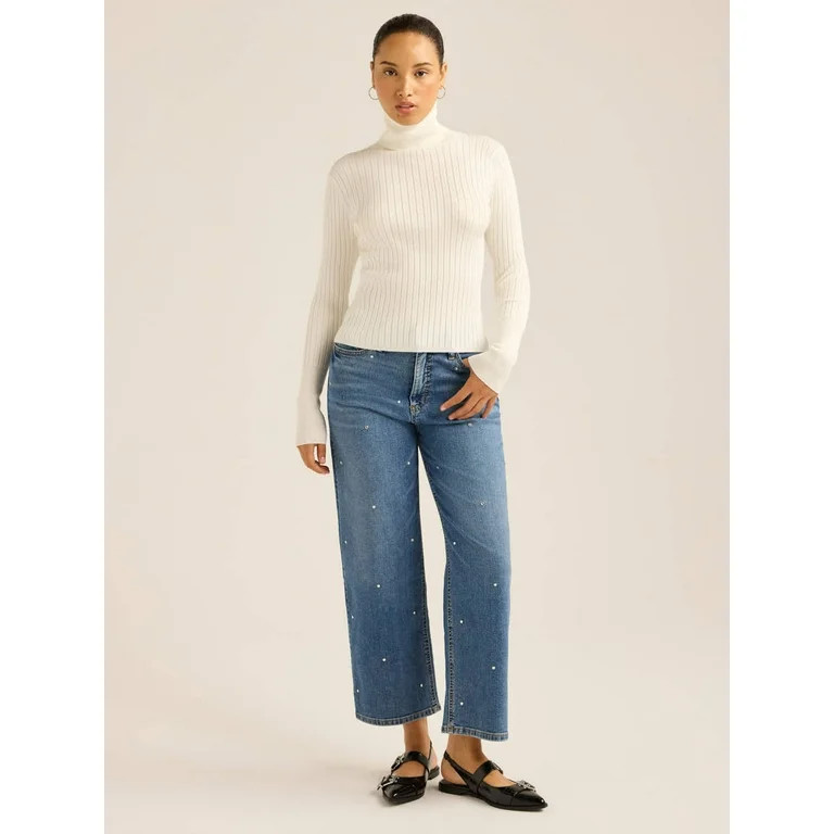Scoop Women’s Ribbed Turtleneck Sweater, Lightweight, Sizes XS-XXL | Walmart (US)