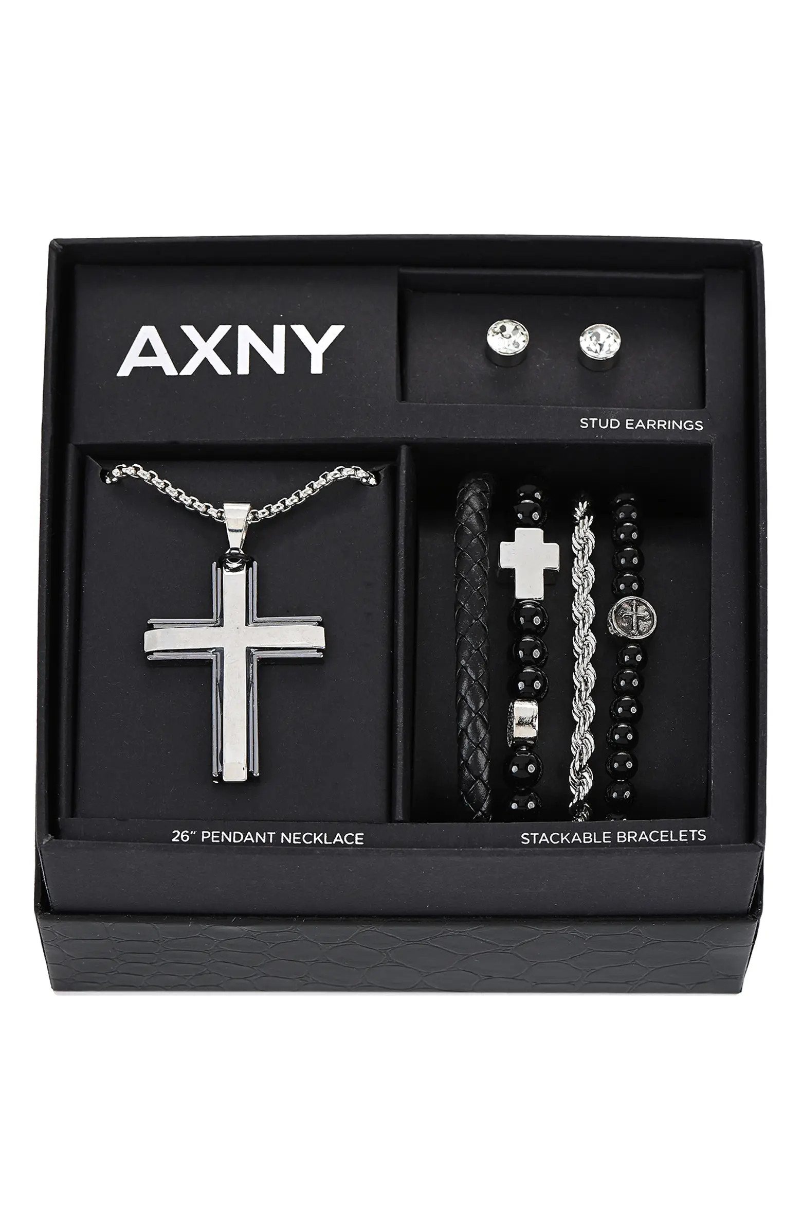 Men's Cross Pendant Necklace, Bracelets & Earrings Gift Set | Nordstrom Rack