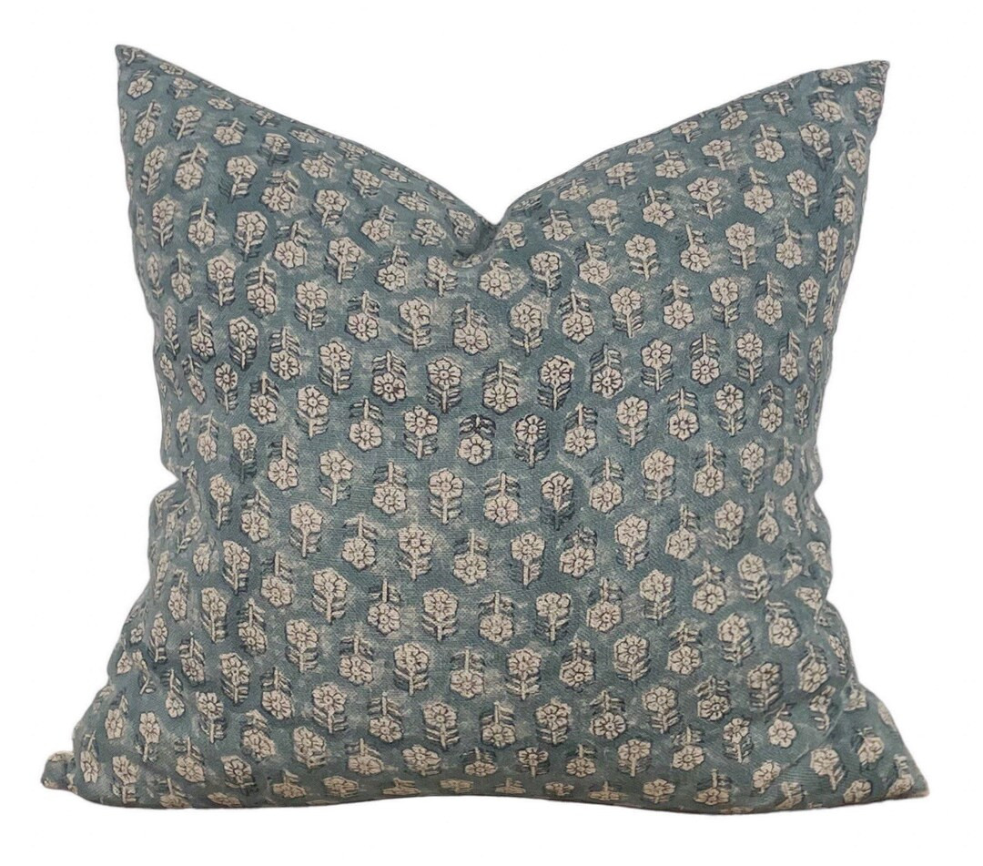 Designer Tulsi in Teal Pillow Cover // Indigo Blue Pillow // - Etsy | Etsy (US)