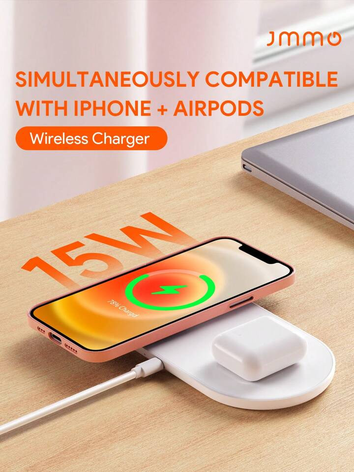 JMMO Carregador Sem Fio 2 Em 1 Para Celulares E Fones De Ouvido, Carregador Duplo Rápido Sem Fio... | SHEIN