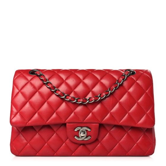 Lambskin Quilted Medium Double Flap Red | FASHIONPHILE (US)