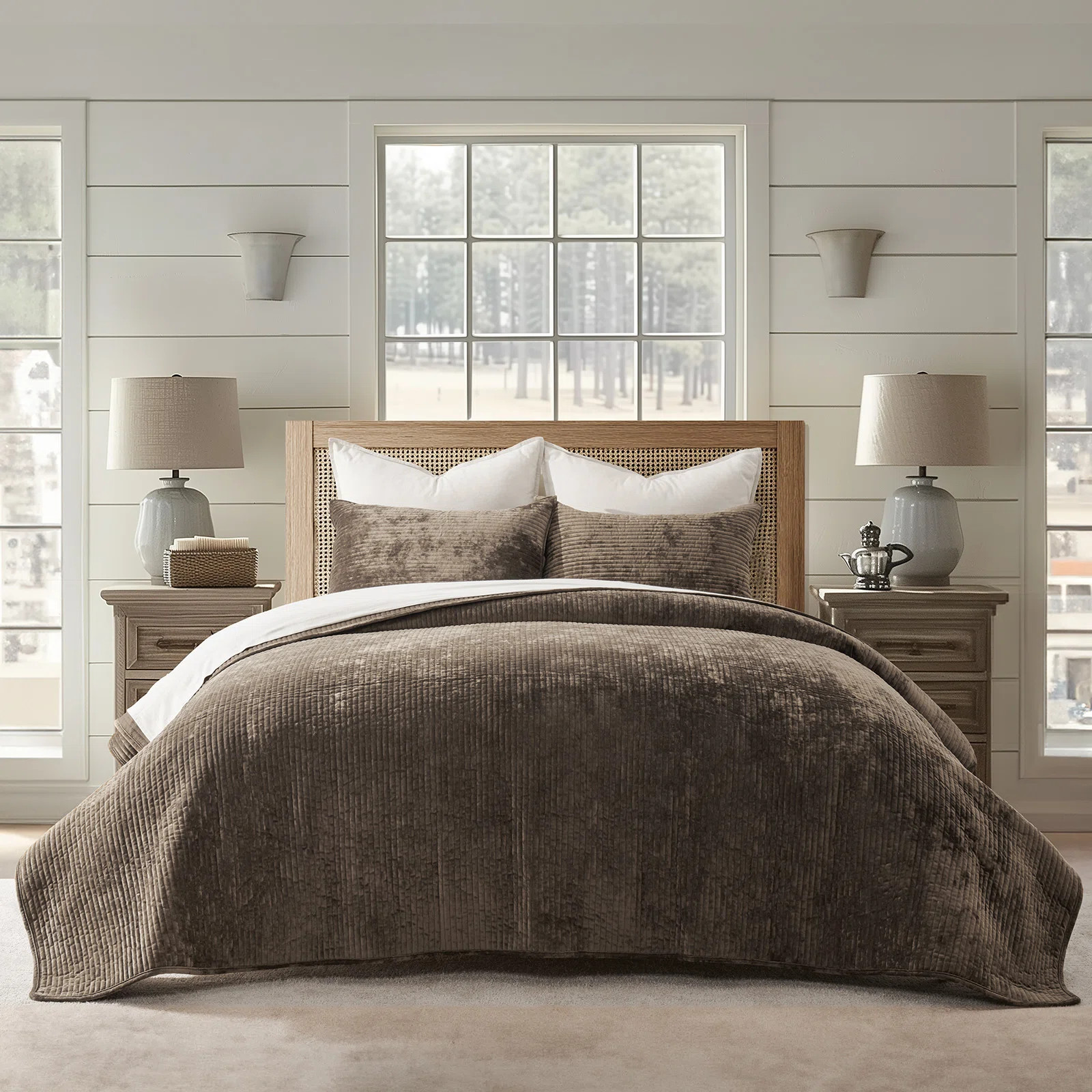 Striped Channel Velvet Quilt Set | Wayfair North America