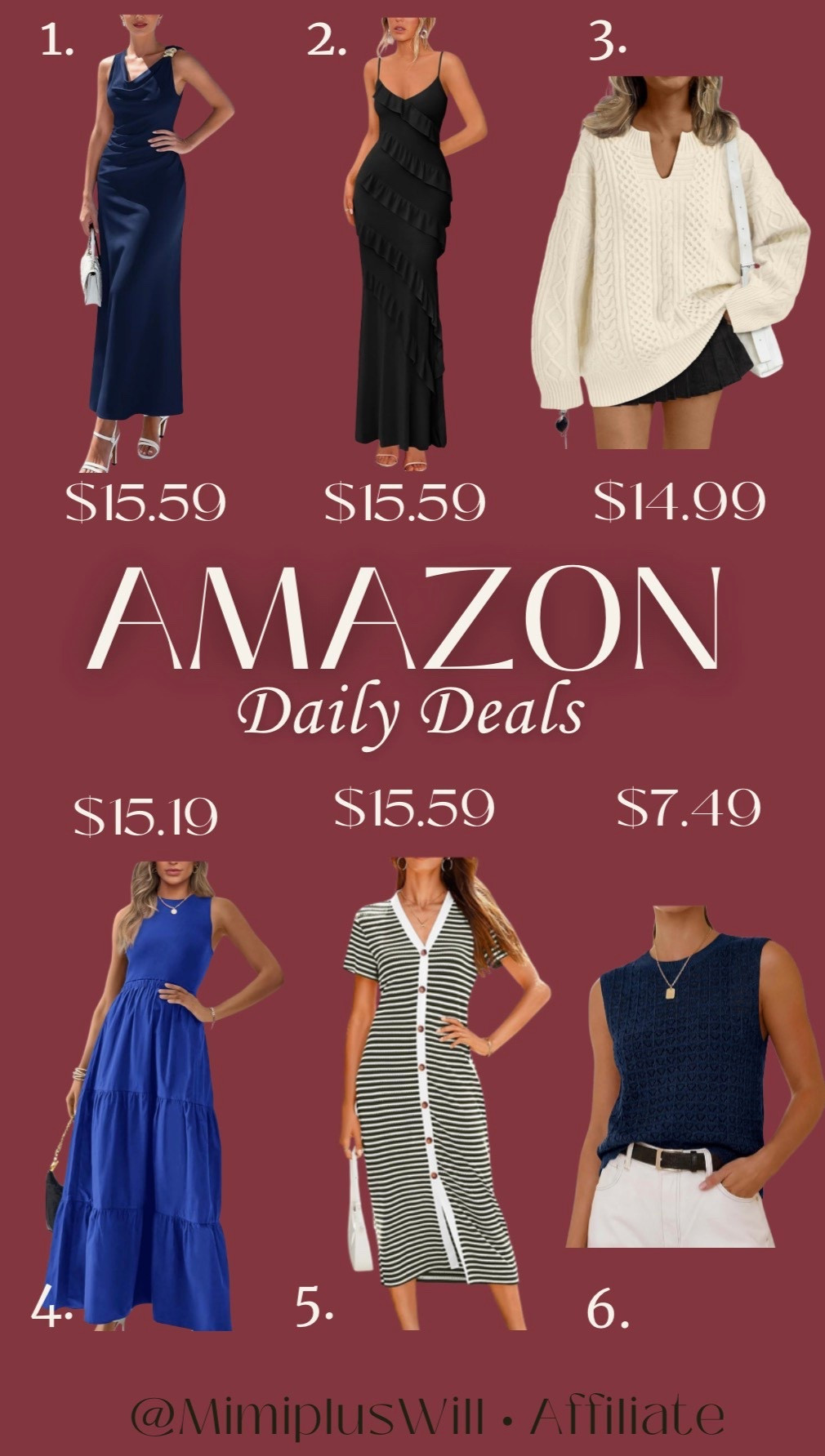 Amazon daily deals! Use the codes listed below for a limited time! 

1. 4046HS4F
2. 40PX82FC
3. 5R4LAG5A
4. 50URVPKB
5. 50MMO3BF
6. 7N56CKQV

Amazon deals | wedding guest dress | vacation outfit | sweater | sweater vest 
Follow @mimipluswill for more! 

#LTKWedding #LTKootd #LTKSaleAlert