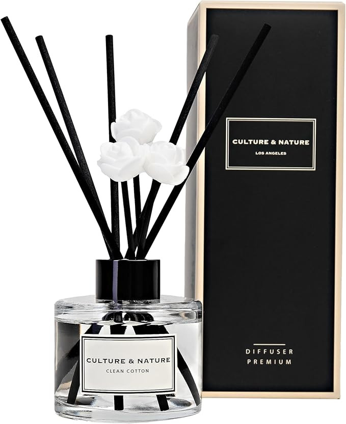 CULTURE & NATURE Reed Diffuser Set 4oz (120ml) Clean Cotton Scented Diffuser with Sticks Home Fra... | Amazon (US)