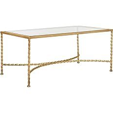 Safavieh American Homes Collection Matilda Gold Leaf Glass Couture Coffee Table | Amazon (US)