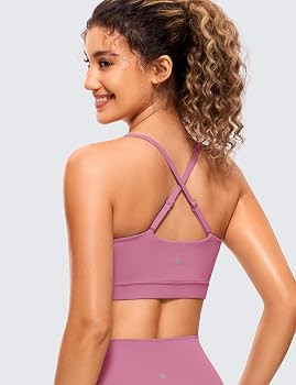 CRZ YOGA Butterluxe Womens Adjustable Spaghetti Thin Strap Sports Bra - Padded Wireless Square Ne... | Amazon (US)