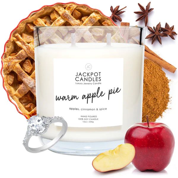 Warm Apple Pie Candle with Jewelry Ring | Jackpot Candles