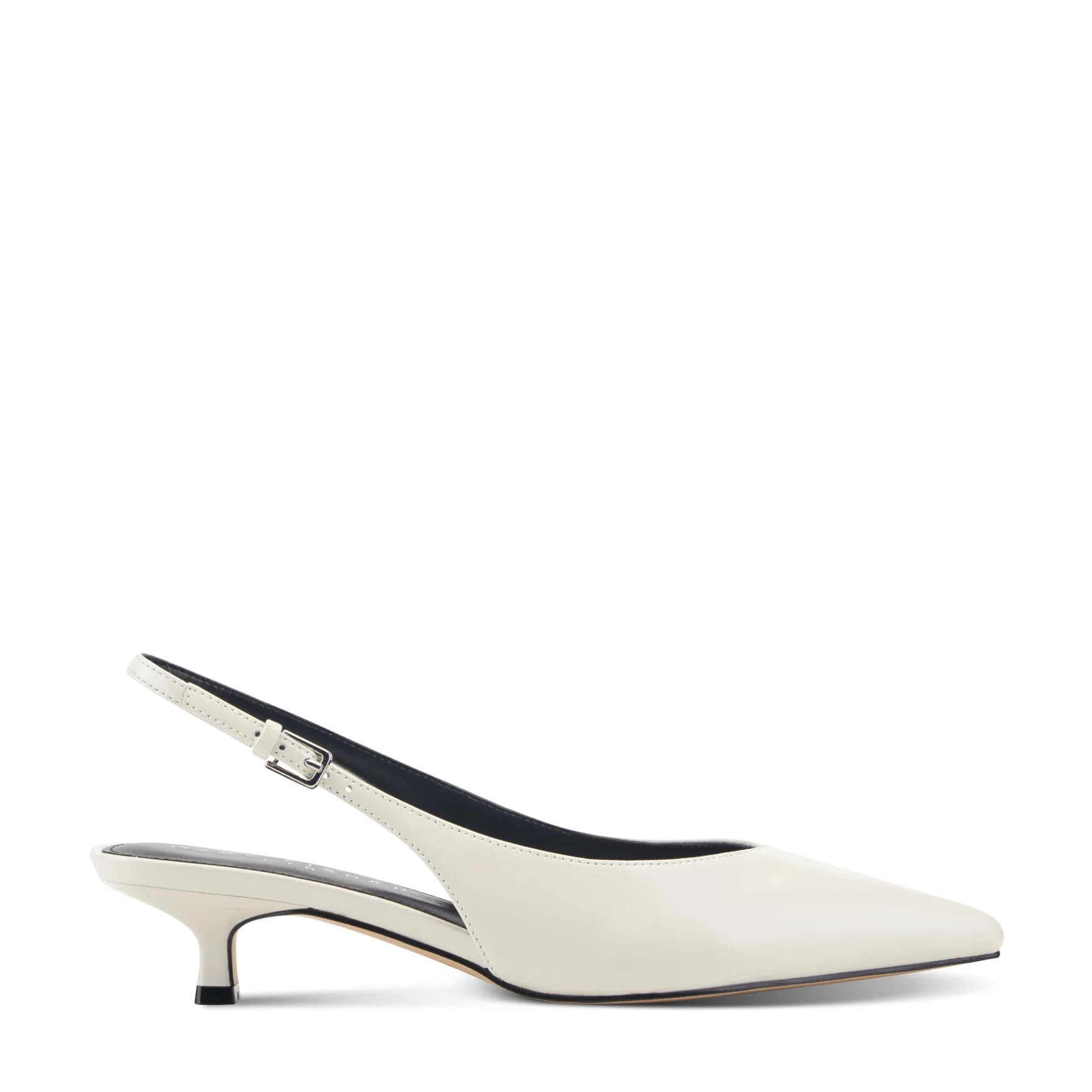 Women's Luciey Kitten Heel Slingback Pump - White Patent Leather | Marc Fisher Footwear | Marc Fisher