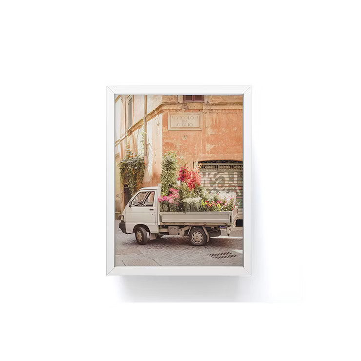 Ninasclicks Rome cute van with lots of flowers Framed Mini Art Print - Society6 | Target