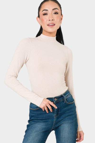 Long Sleeve Essential Mock Neck Thong Bodysuit | Gibson