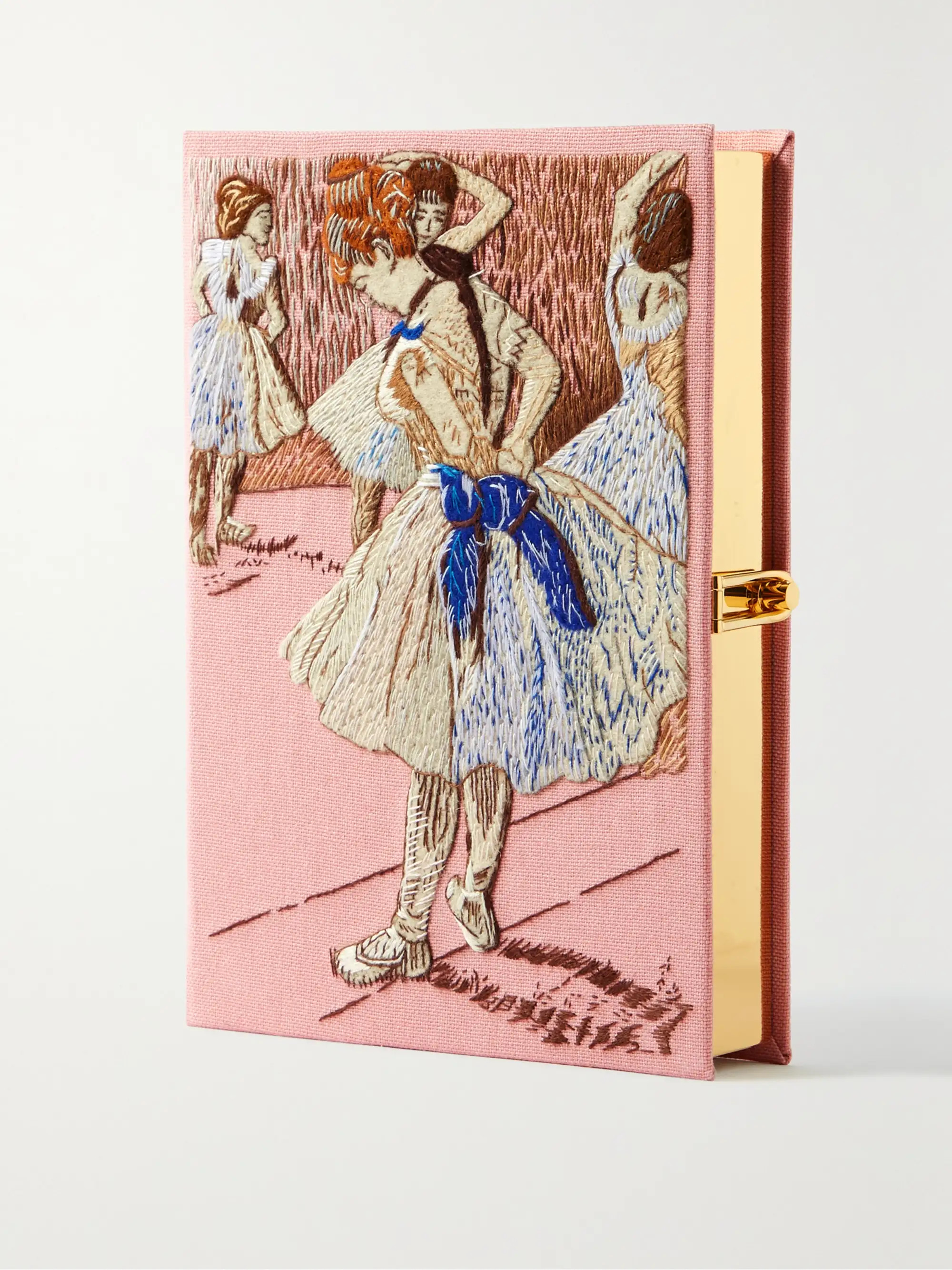 Pink Degas Ballerina embroidered appliquéd canvas clutch | OLYMPIA LE-TAN | NET-A-PORTER | NET-A-PORTER (US)