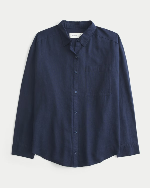 Women's Oversized Linen-Blend Shirt | Women's Tops | HollisterCo.com | Hollister (US)