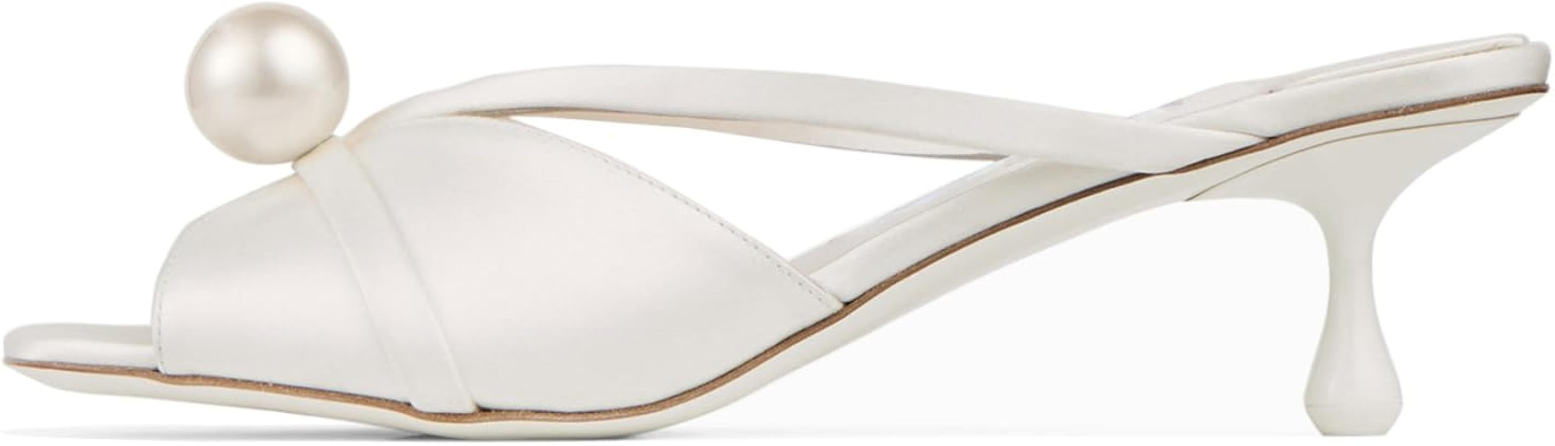 Goolita Pearl Mule Kitten Heels For Women, Slip On Open Square Toe Heeled Sandals Cute Backless E... | Amazon (US)