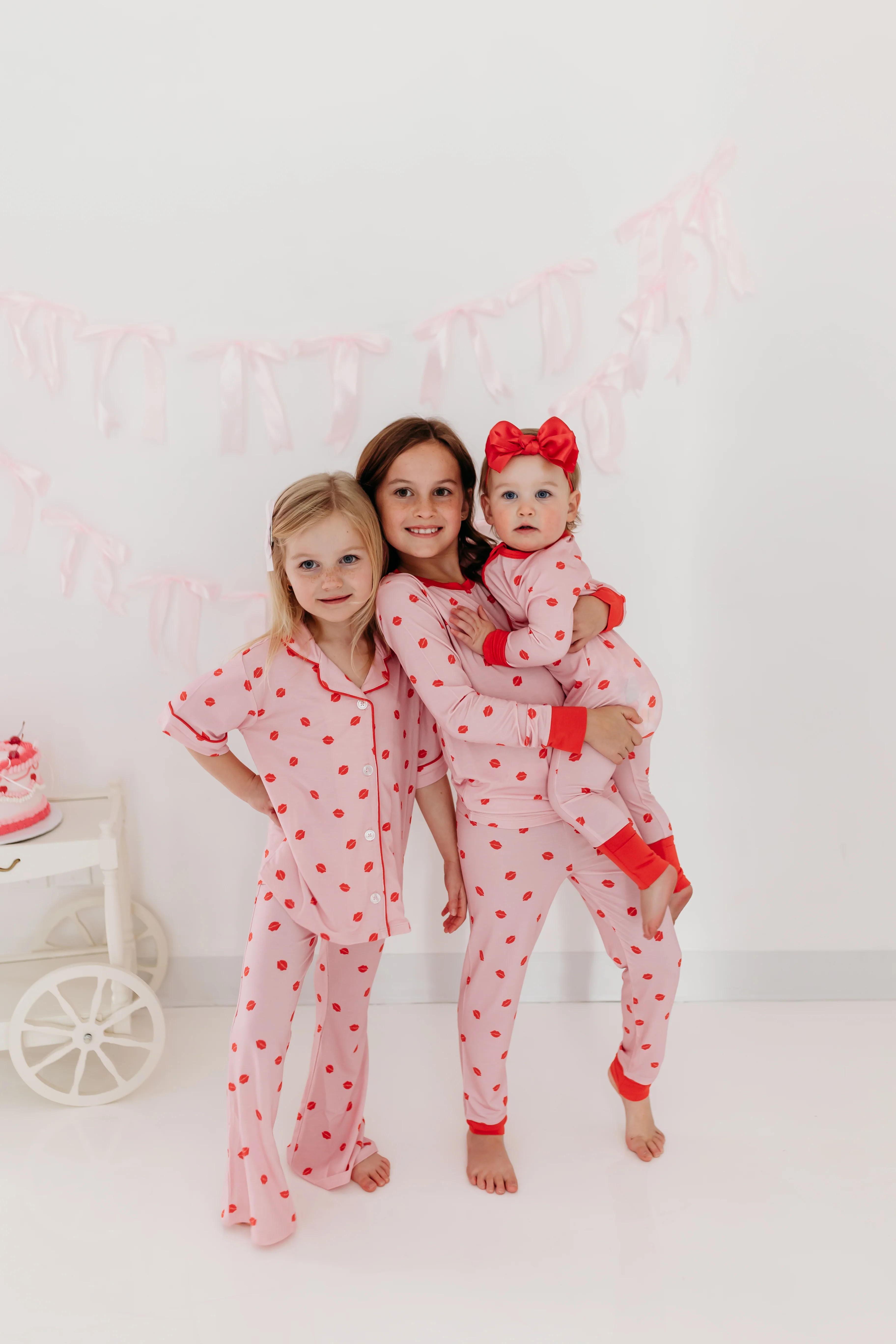 Red Kiss Button Up Flare Set | In My Jammers