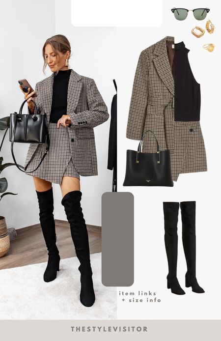 Lovely fall outfit with a check suit. Skirt runs a bit large, smallest size was still too big. I would size down. The blazer is belted and such a versatile piece to wear. Sized down to xs. Read the size reviews/size guides to pick the right size.

Leave a 🤎 if you want to see more autumn looks like this

#autumn #fall #skirt #check #blazer #belted #beltedblazer #falloutfit #autumnoutfit 

#LTKstyletip #LTKeurope #LTKSeasonal