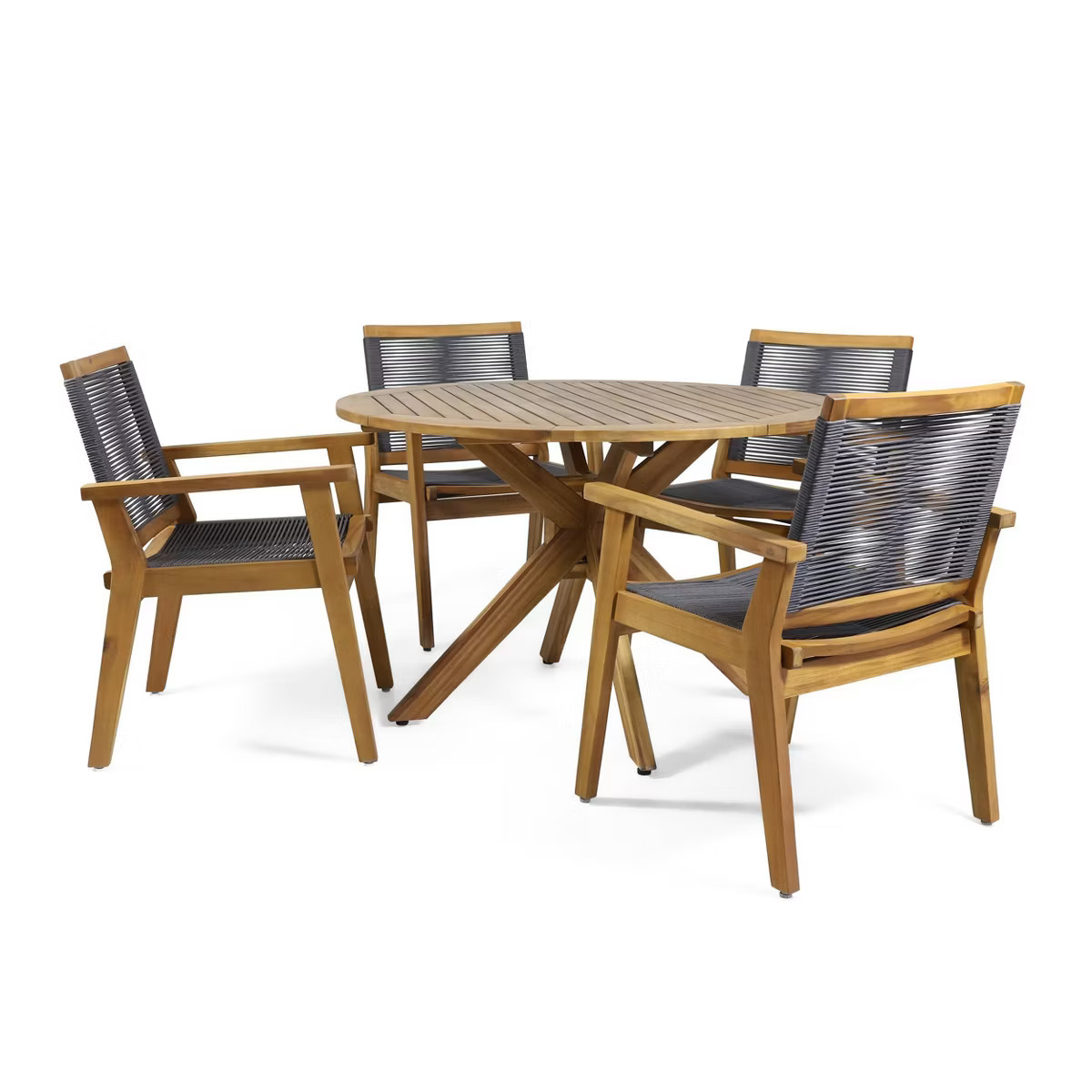 Mcgill 5pc Patio Acacia Wood Dining Set - Teak/Dark Gray - Christopher Knight Home: Outdoor Elega... | Target