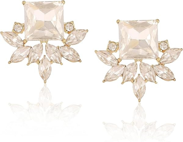 ATIMIGO Vintage Rhinestone Crystal Cluster Drop Earrings Art Deco Hypoallergenic Earrings for Women Wedding Bridal Prom Formal | Amazon (US)