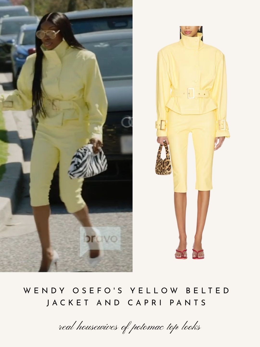 Wendy Osefo’s Yellow Belted Jacket and Capri Pants