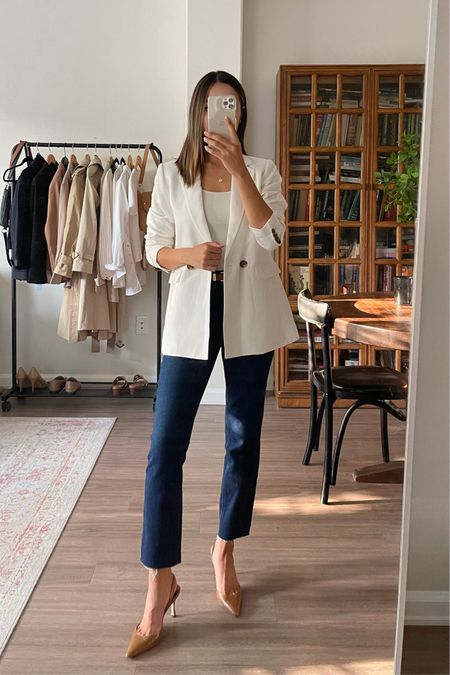 Spring smart casual /business casual workwear 

Tank - xs
Linked similar pieces for sold out blazer and jeans! 

#LTKworkwear #LTKstyletip #LTKunder100