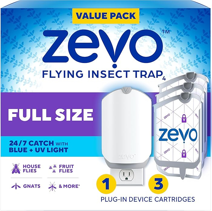Zevo Flying Insect Trap & 3 Refill Cartridges - Plug in Fly Trap & Indoor Bug Catcher for Gnats, ... | Amazon (US)