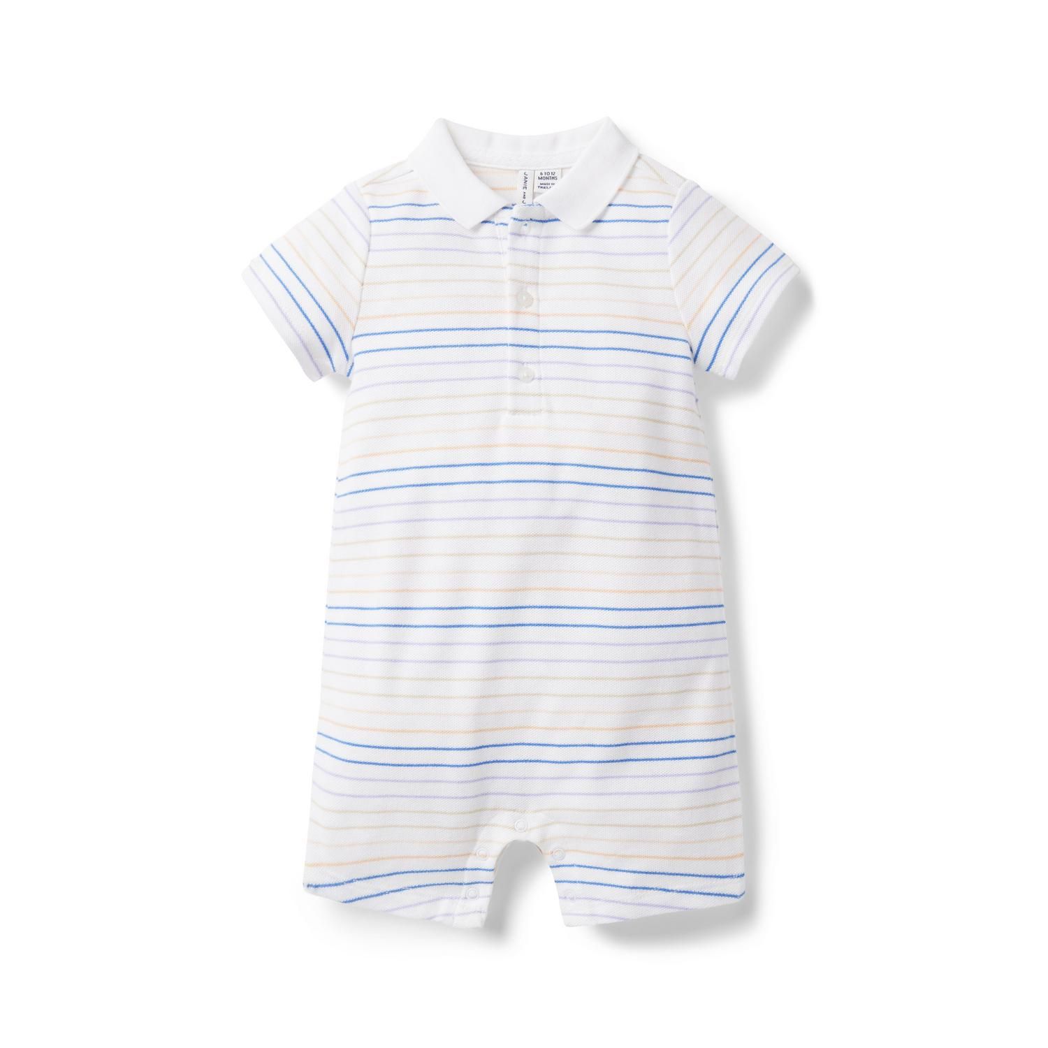 Baby Striped Pique Polo Romper | Janie and Jack