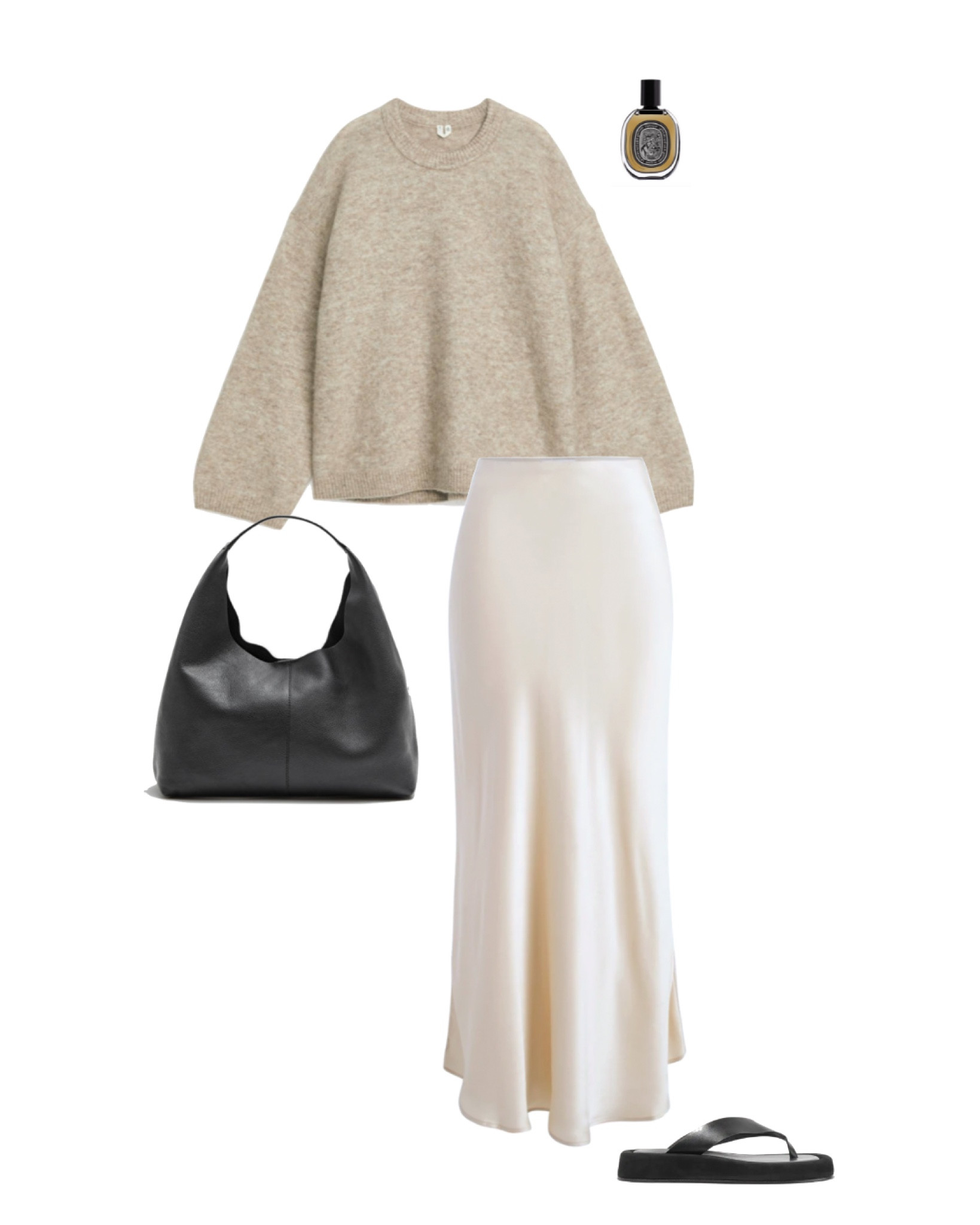 Satin maxi skirt outfit 🤍