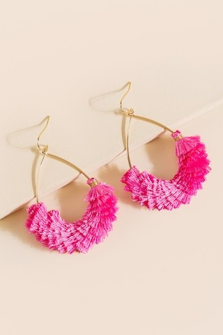 Women's Natasha Layered Tassel Teardrop Earrings in Fusha by Francesca's - Size: One Size | Francesca's