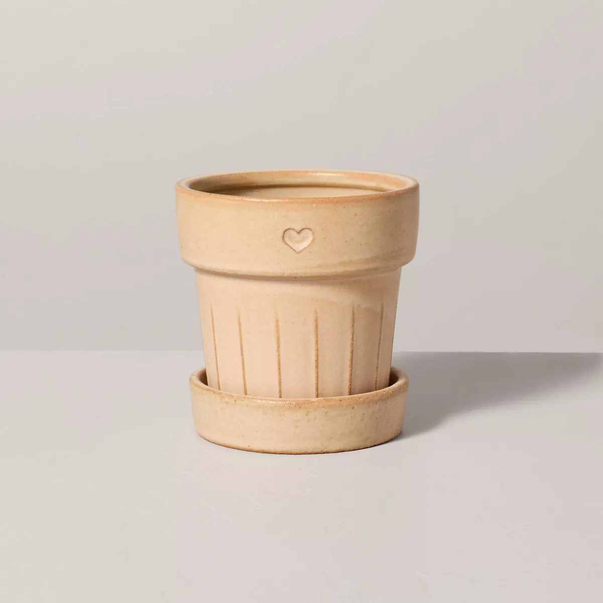 Valentine's Day Heart Accent Stoneware Indoor/Outdoor Planter Pot with Saucer 4.5" - Hearth & Han... | Target