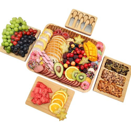drmvalg Charcuterie Board Cheese Tray Set with Stainless Steel Knives, Slates and Bowls. Gift for Housewarming, Wedding Couple, Bridal Shower (CB002) | Amazon (US)