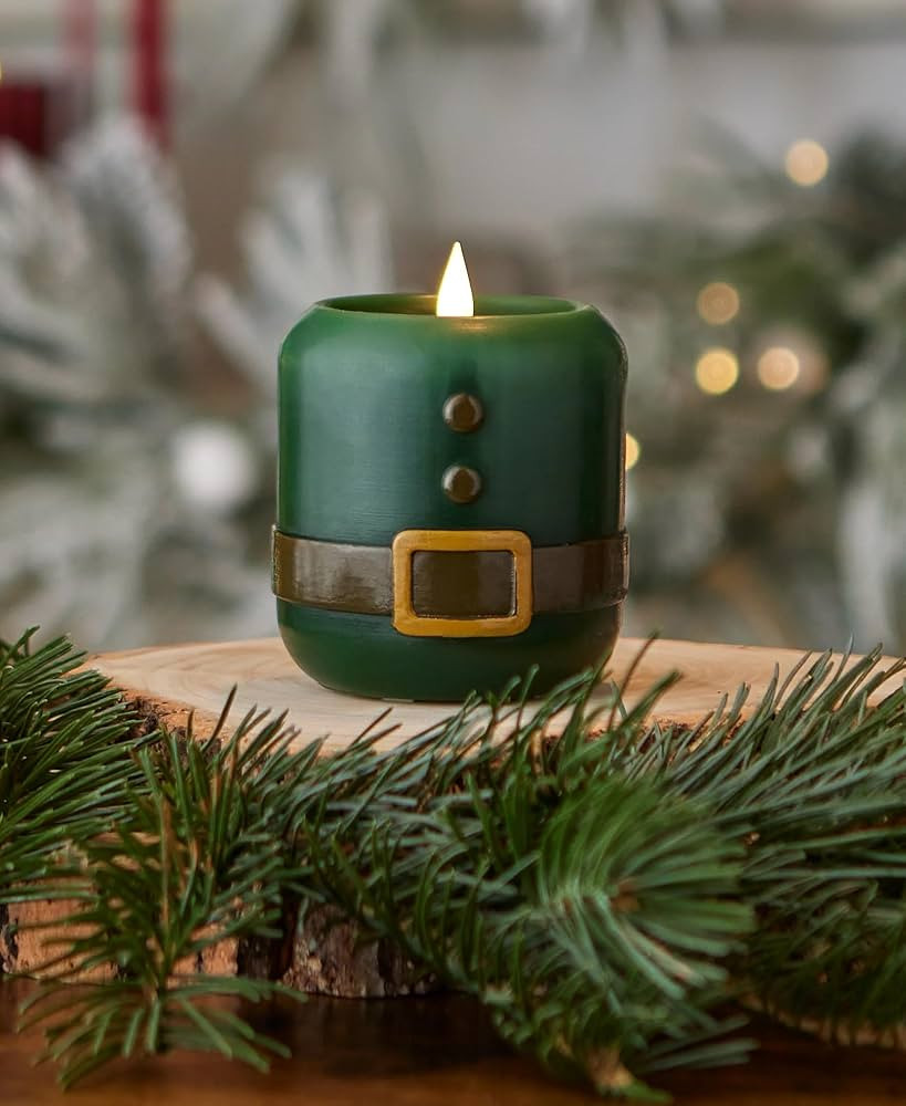 Seasonal LLC Elf Led Soft Flame 4X5 Unscented flameless Candle | Wax Material Construction | Gree... | Amazon (US)
