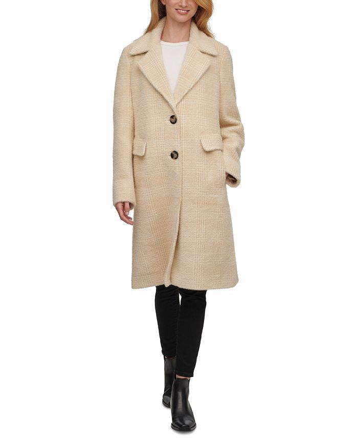 Calvin Klein Women's Plaid Single-Breasted Walker Coat & Reviews - Coats & Jackets - Women - Macy... | Macys (US)