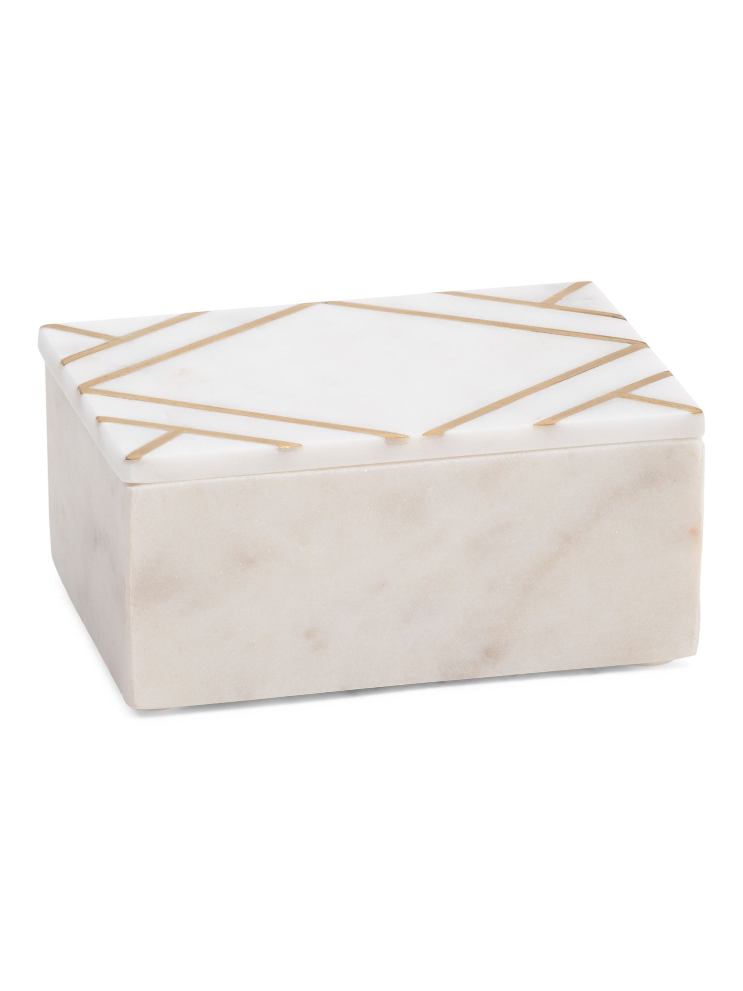 Marble Rectangular Box With Gold Tone Inlay | Baskets & Storage | Marshalls | Marshalls