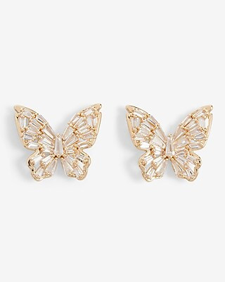 Rhinestone Butterfly Post Earrings | Express