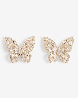 Rhinestone Butterfly Post Earrings | Express