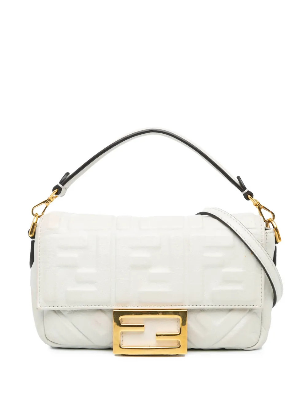 Fendi Pre-Owned 2010-2023 Mini Embossed Zucca Leather Baguette satchel - White | Farfetch Global