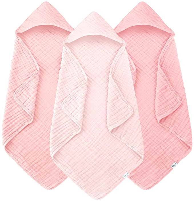 Muslin Hooded Baby Bath Towels - 3 Pack 100% Cotton Ultra-Soft Towels for Newborns, Infants, Todd... | Amazon (US)