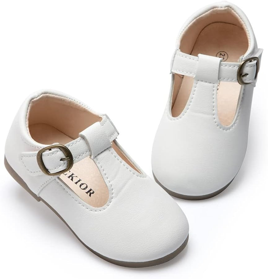Meckior Toddler Little Girl Mary Jane Dress Shoes Ballet Flats for Girl Party School Shoes Bowkno... | Amazon (US)