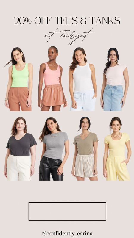 20% off tees & tanks at Target✨ these are perfect basics for spring outfits! There’s so many colors and ways to style them🫶🏻

#LTKmidsize #LTKsalealert #LTKstyletip